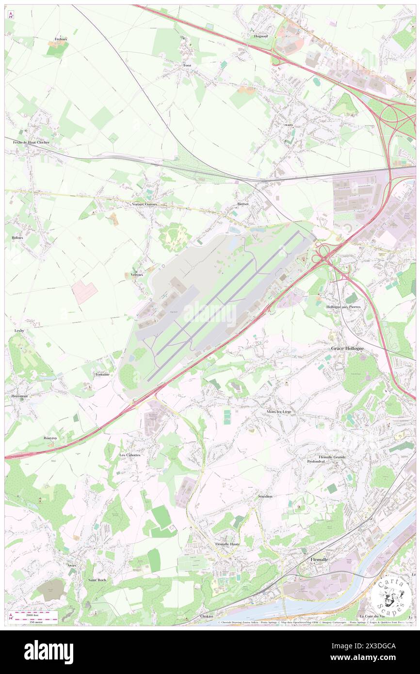 Liege Airport, Province de Liège, BE, Belgium, Wallonia, N 50 38' 14'', N 5 26' 35'', map, Cartascapes Map published in 2024. Explore Cartascapes, a map revealing Earth's diverse landscapes, cultures, and ecosystems. Journey through time and space, discovering the interconnectedness of our planet's past, present, and future. Stock Photo