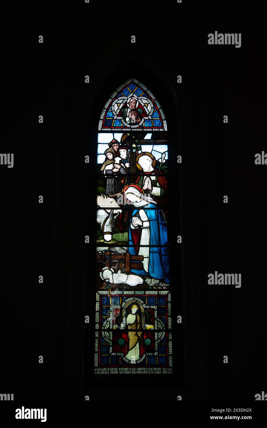 Stained glass windows, Jesus Church, Troutbeck, Cumbria, England, United Kingdom Stock Photo