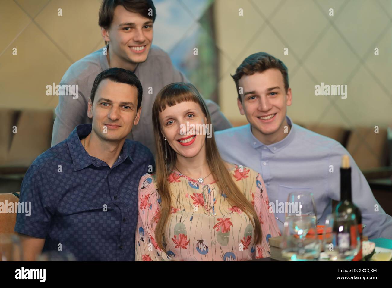 One woman and three men hi-res stock photography and images - Alamy