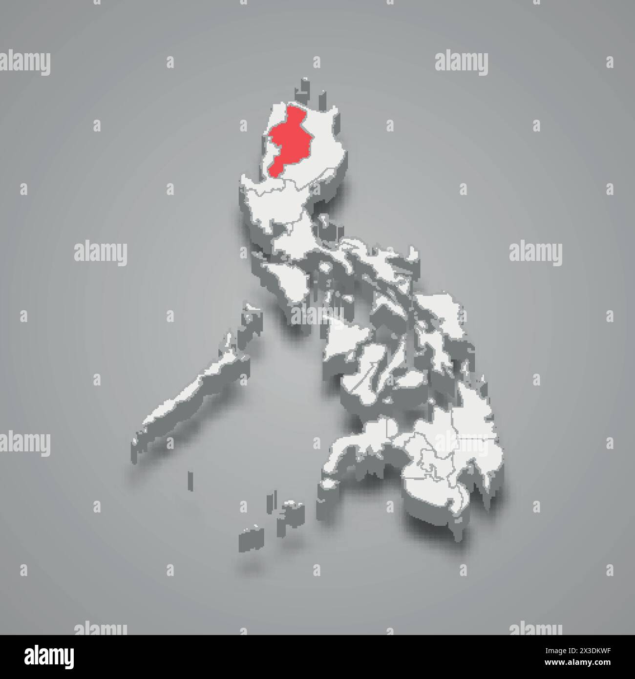 Cordillera Administrative region highlighted in red on a grey