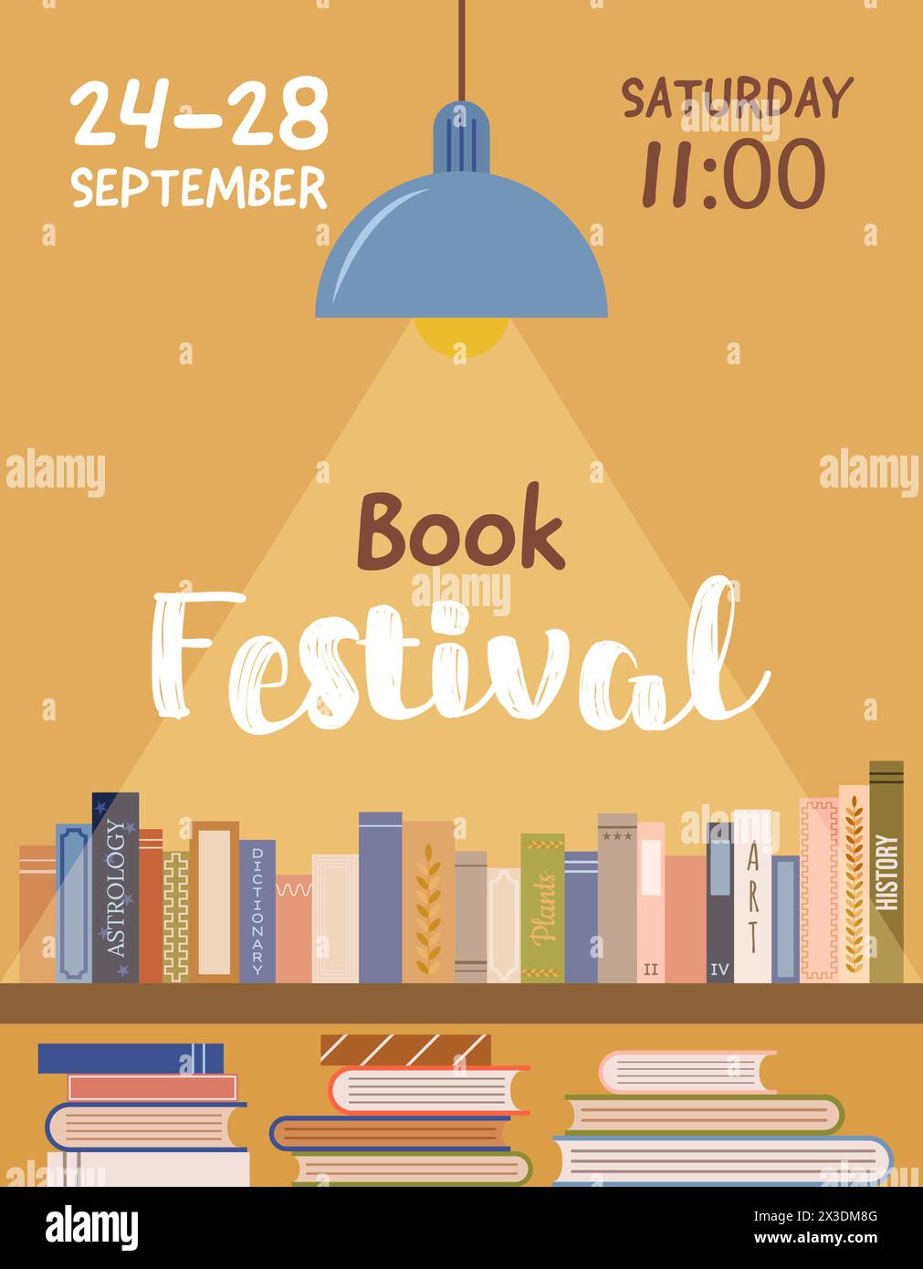 Book fair or festival poster for advertising, promo, invitation, sale. Stock Vector