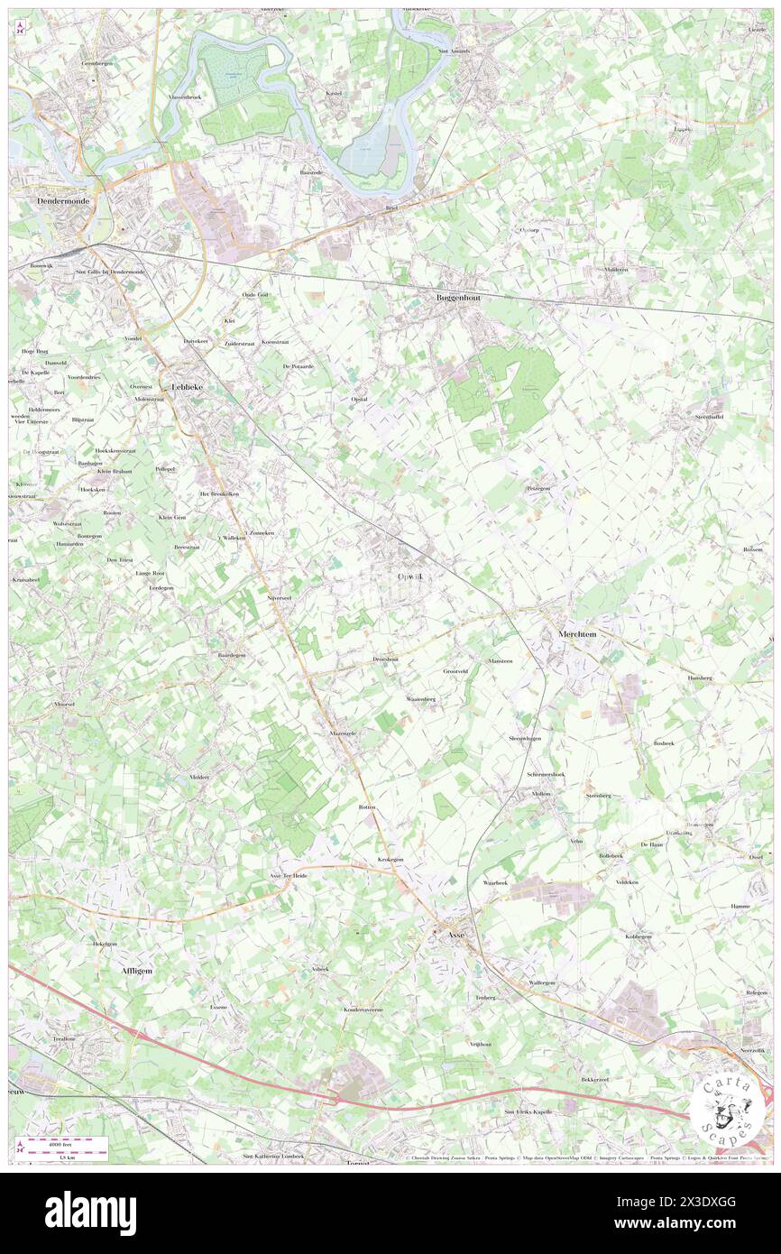 Opwijk, Provincie Vlaams-Brabant, BE, Belgium, Flanders, N 50 58' 2'', N 4 11' 3'', map, Cartascapes Map published in 2024. Explore Cartascapes, a map revealing Earth's diverse landscapes, cultures, and ecosystems. Journey through time and space, discovering the interconnectedness of our planet's past, present, and future. Stock Photo