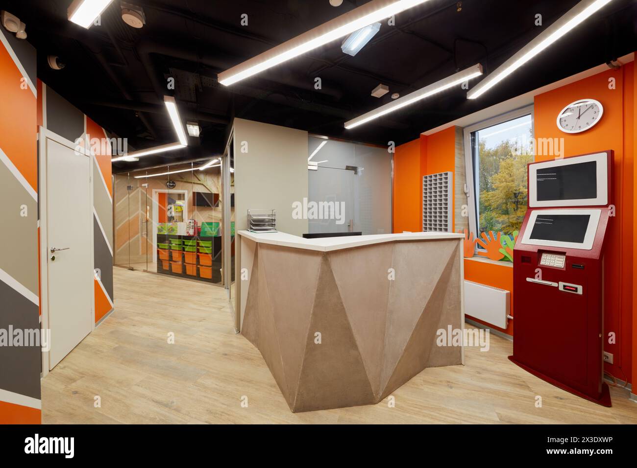 Reception hall of fitness studio Stock Photo - Alamy