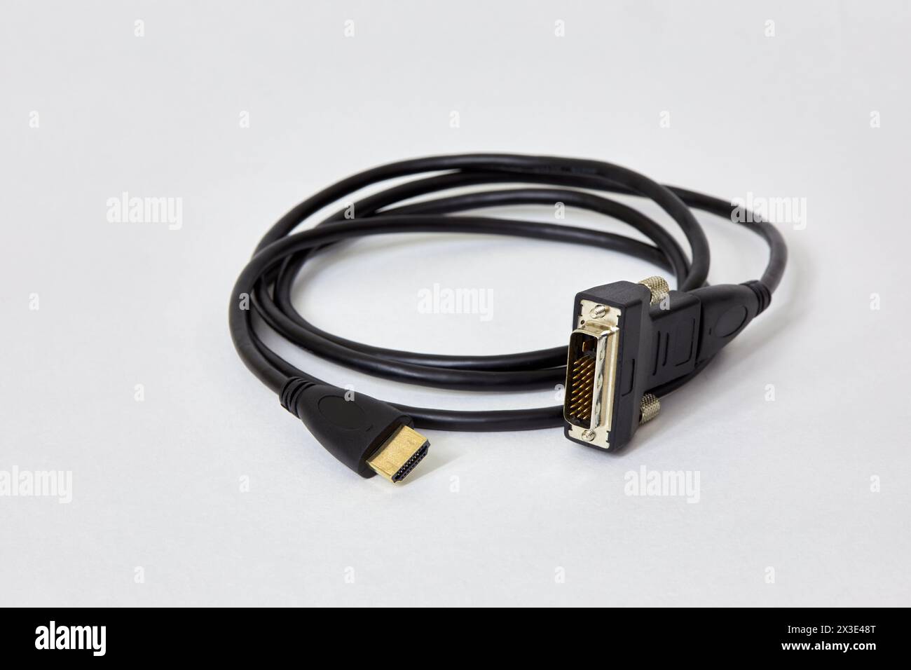 DVI HDMI cable on white background. Stock Photo