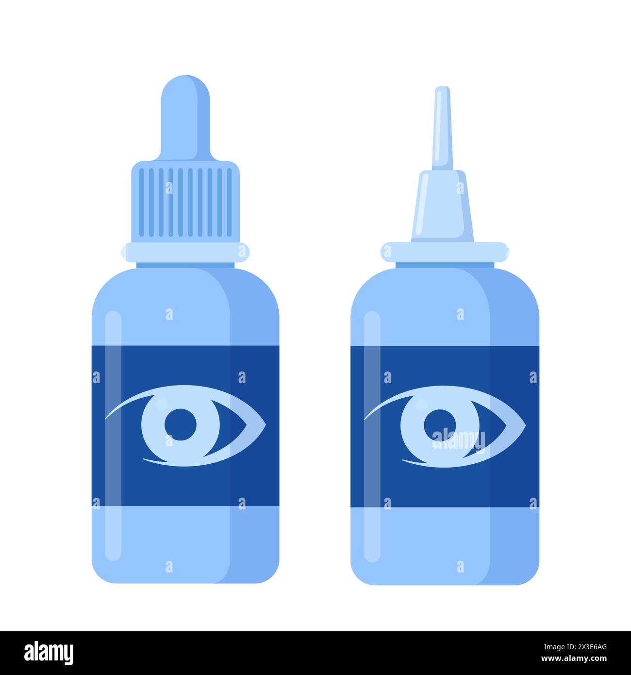Eye drops bottle. Medicine dropper flask or vial medical liquid for treating eyes. Ophthalmology concept Stock Vector