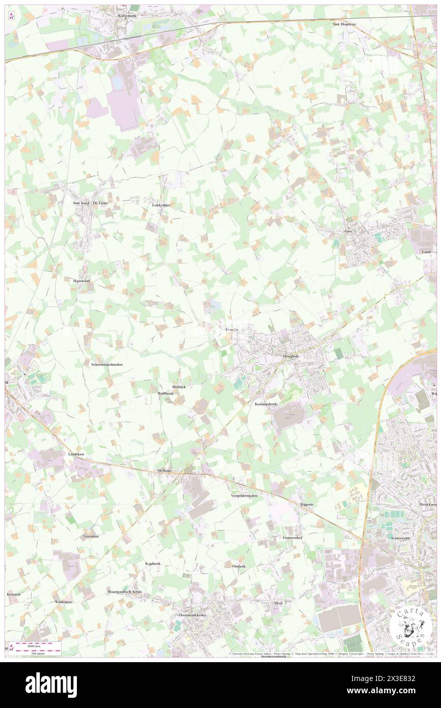 Hooglede, Provincie West-Vlaanderen, BE, Belgium, Flanders, N 50 58' 59'', N 3 4' 59'', map, Cartascapes Map published in 2024. Explore Cartascapes, a map revealing Earth's diverse landscapes, cultures, and ecosystems. Journey through time and space, discovering the interconnectedness of our planet's past, present, and future. Stock Photo