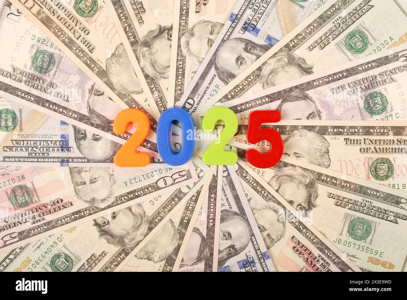 2025 New year isolated on white background. Money background raster pattern repeat mandala