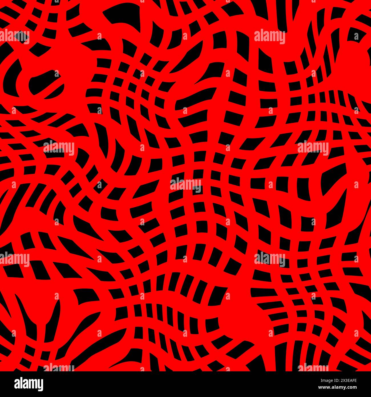 Delicate black chaotic square dots on red  background seamless pattern. Soft abstract geometric pattern. Dots specks, flecks, stains seamless pattern Stock Photo