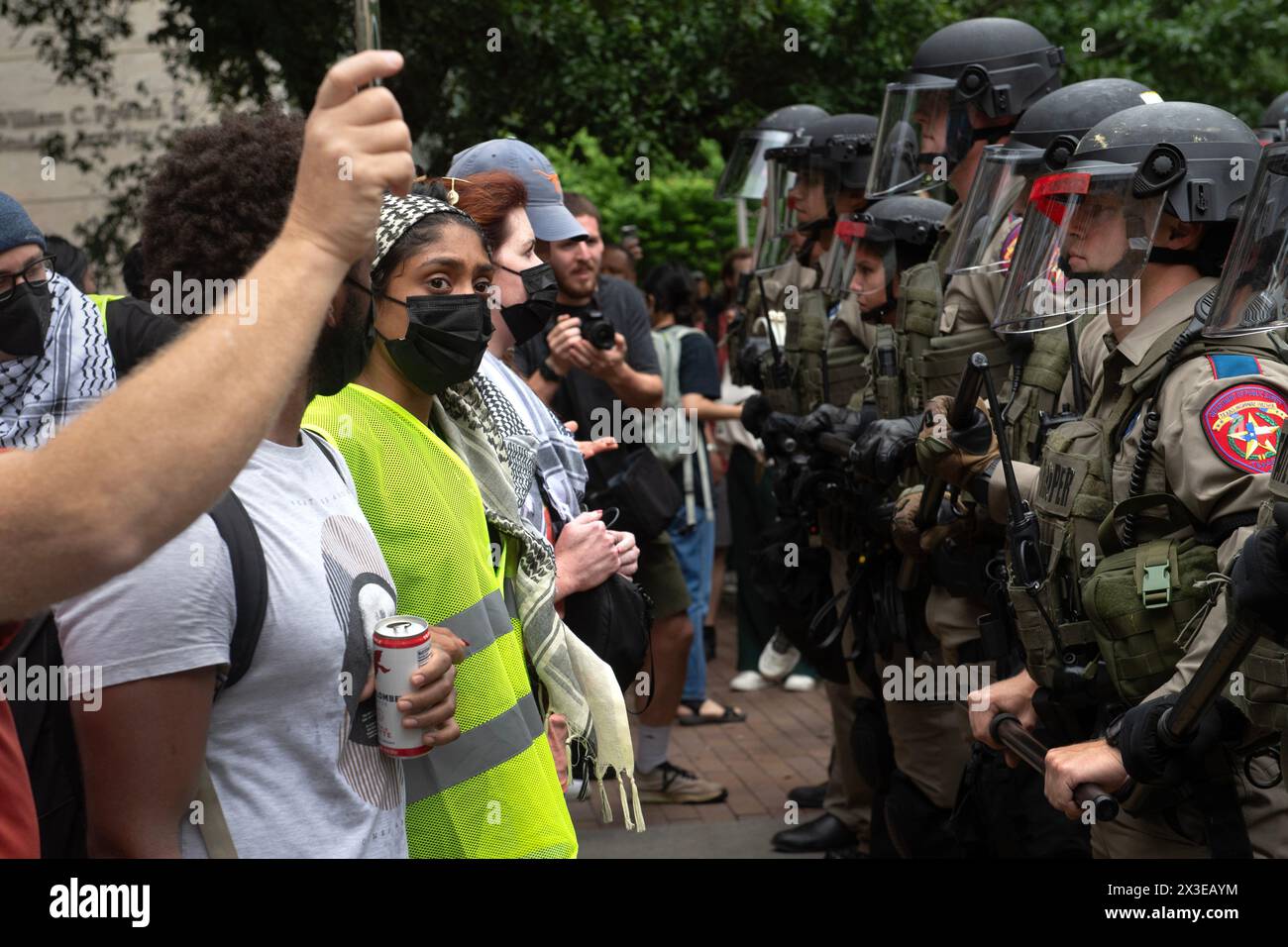 Texas Department of Public Safety troopers try to disrupt a University