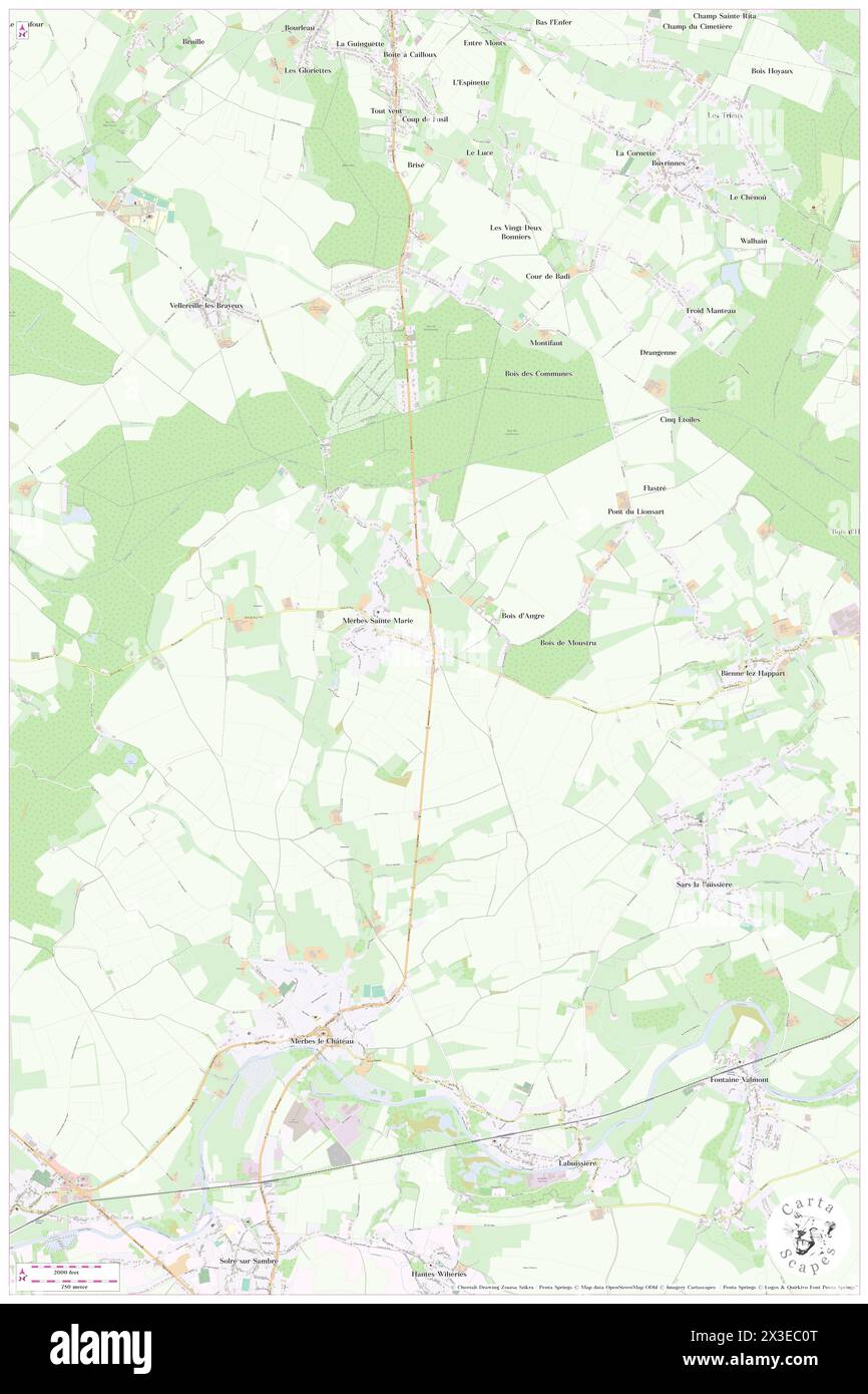 Merbes-Sainte-Marie, Province du Hainaut, BE, Belgium, Wallonia, N 50 21' 10'', N 4 10' 40'', map, Cartascapes Map published in 2024. Explore Cartascapes, a map revealing Earth's diverse landscapes, cultures, and ecosystems. Journey through time and space, discovering the interconnectedness of our planet's past, present, and future. Stock Photo