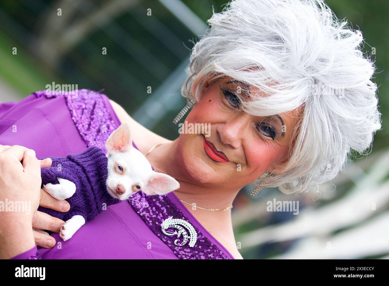 Brighton Drag Queen Miss Jason actor, comedian, drag artist, pantomime dame real name Jason Sutton. Sadly passed away April 22nd 2024. Stock Photo