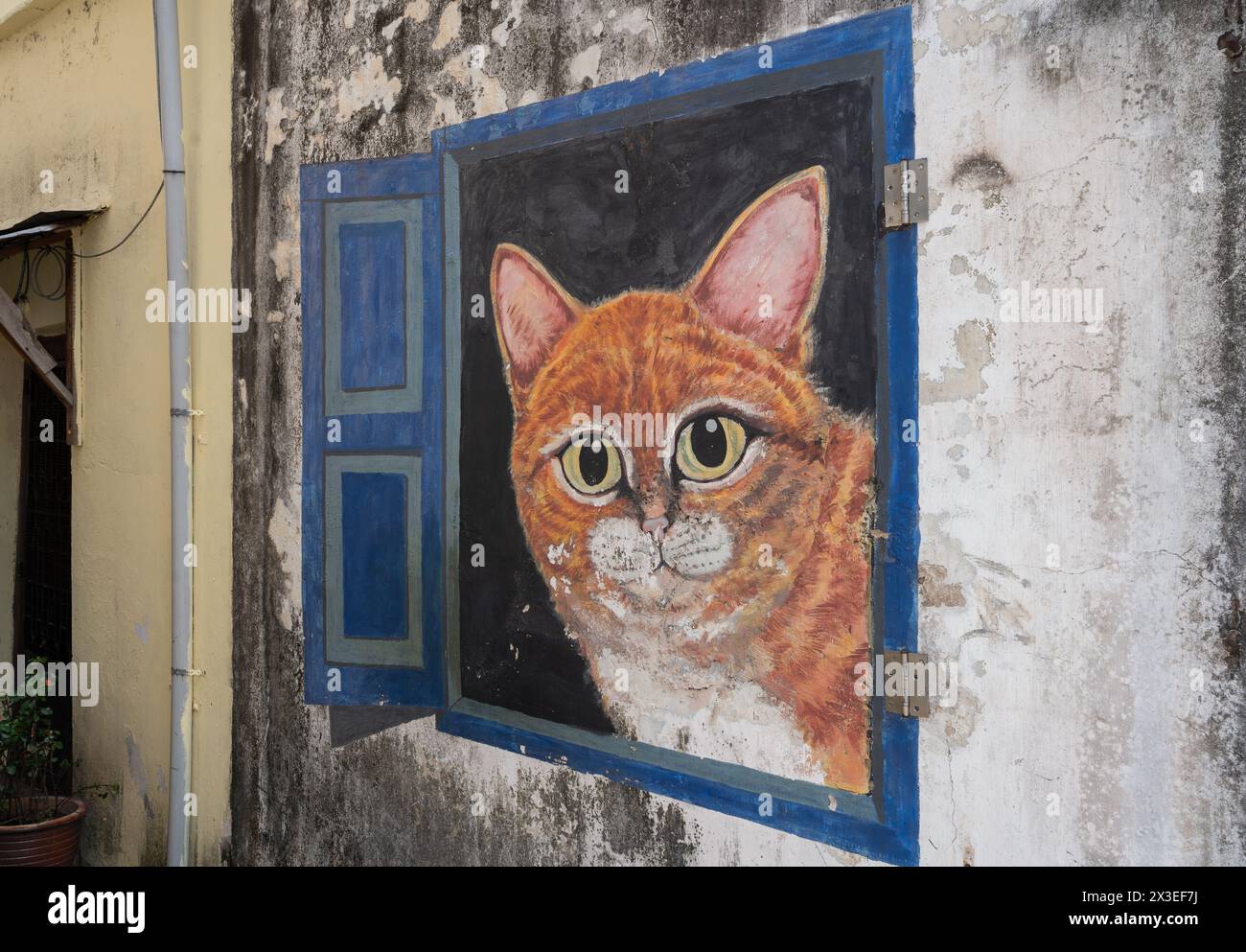 Street art in the different streets and alleys of George Town on Penag Island in Malaysia South East Asia Stock Photo