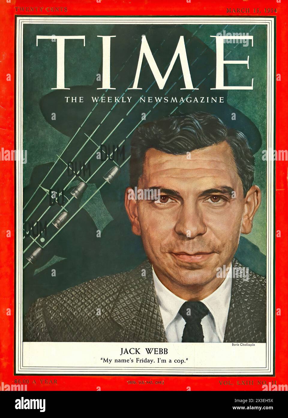 Time, March 15, 1954 - Jack Webb - Vintage american magazine cover Stock Photo