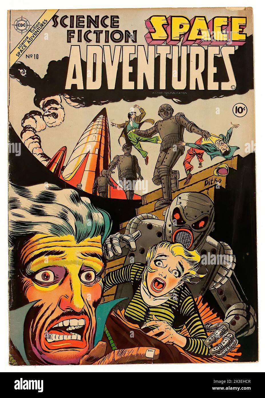 Science Fiction Space Adventures  - Vintage american illustrated publication cover Stock Photo