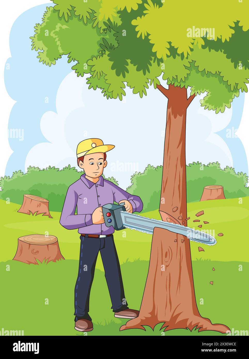 Man Cutting tree vector illustration Stock Vector Image & Art - Alamy