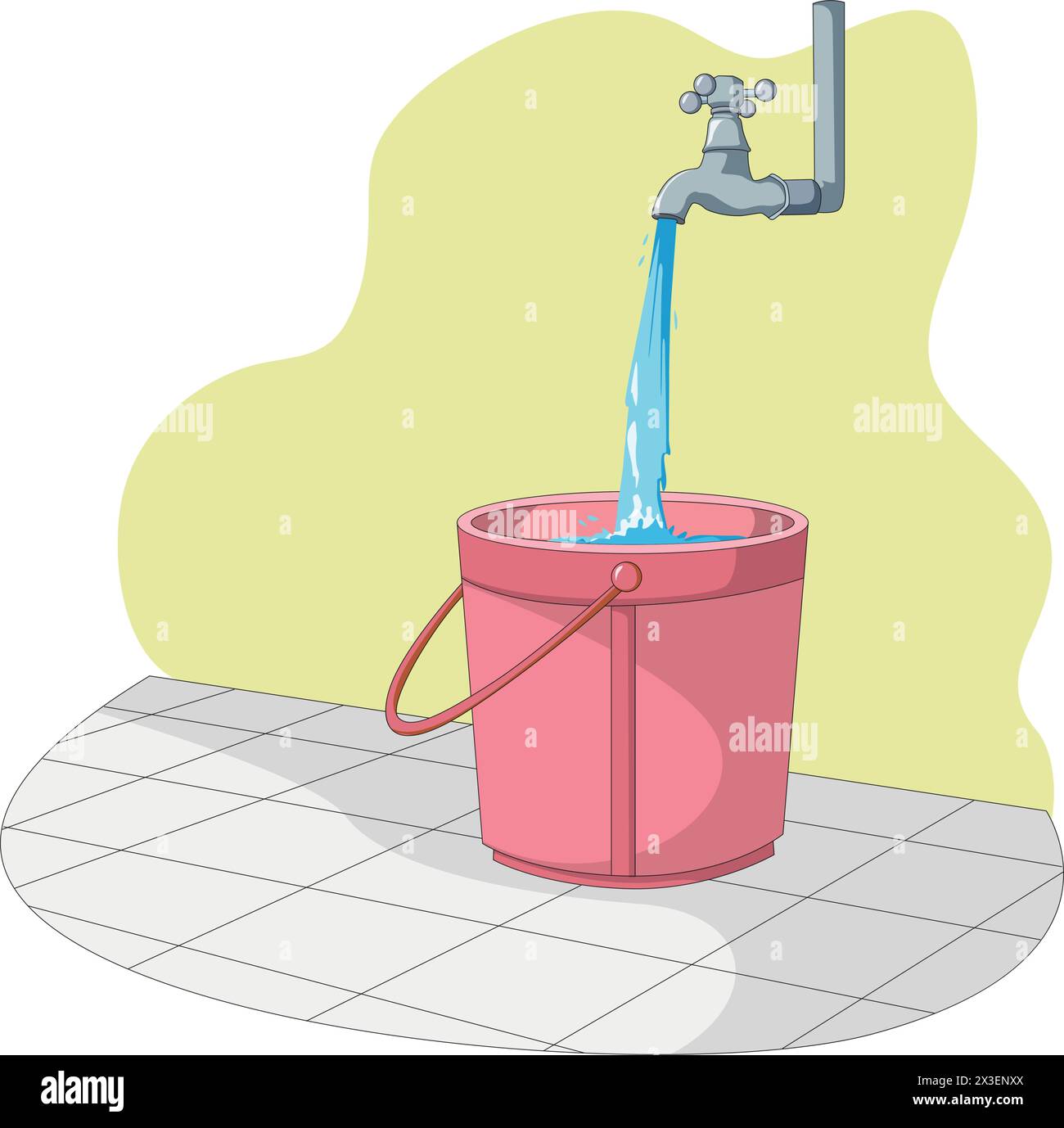 Save Water with Water Falling from Tap Graphic Vector Illustration Stock Vector