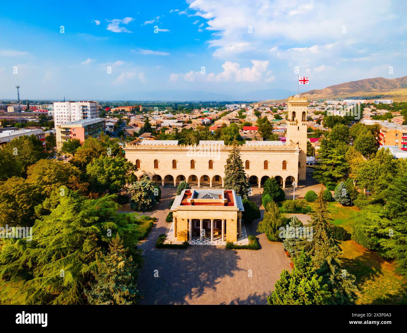 The Joseph Stalin Museum aerial panoramic view in Gori, Georgia. Museum ...