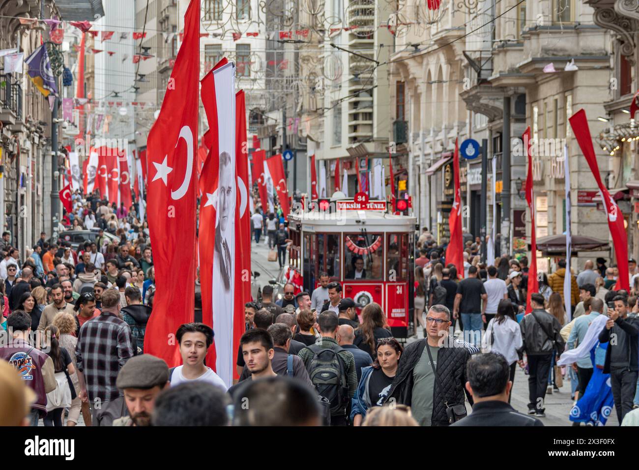 The Famous Istiklal Street in Beyoglu district of Istanbul, Turkey ...