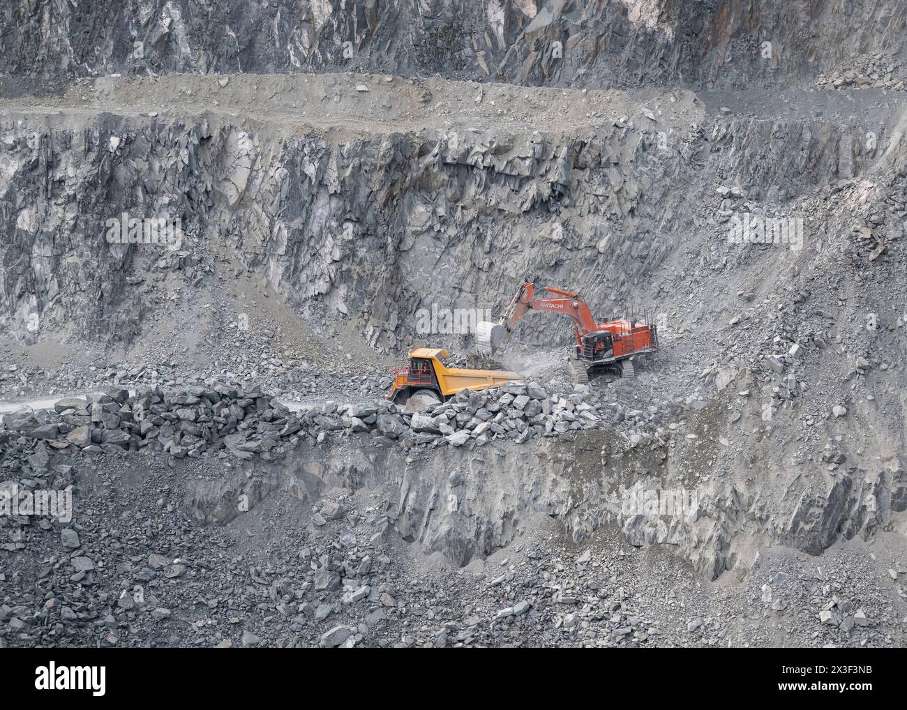 Digging Rough Stone Digging out stone in a limestone quarry near Ingleton in the Yorkshire ...