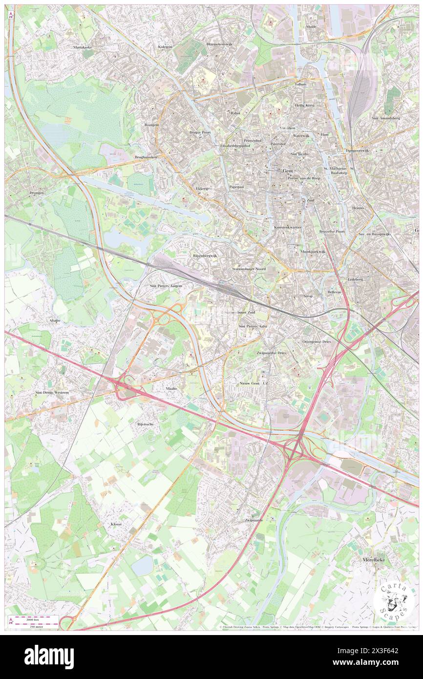 Hogeschool Gent - Departement Biowetenschappen En Landschapsarchitectuur / Schoonmeersen2, Provincie Oost-Vlaanderen, BE, Belgium, Flanders, N 51 1' 52'', N 3 42' 23'', map, Cartascapes Map published in 2024. Explore Cartascapes, a map revealing Earth's diverse landscapes, cultures, and ecosystems. Journey through time and space, discovering the interconnectedness of our planet's past, present, and future. Stock Photo