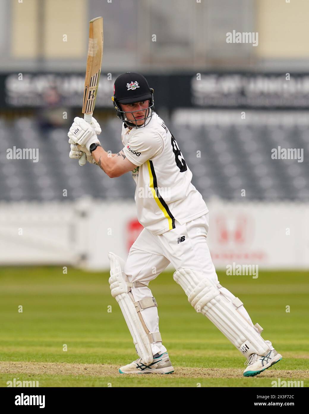 Bristol, UK, 26 April 2024. Gloucestershire's Miles Hammond batting during the Vitality County Championship Division Two match between Gloucestershire and Middlesex. Credit: Robbie Stephenson/Gloucestershire Cricket/Alamy Live News Stock Photo