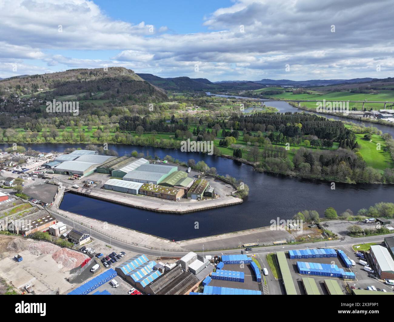 Aerial drone view of Perth Scotland Stock Photo