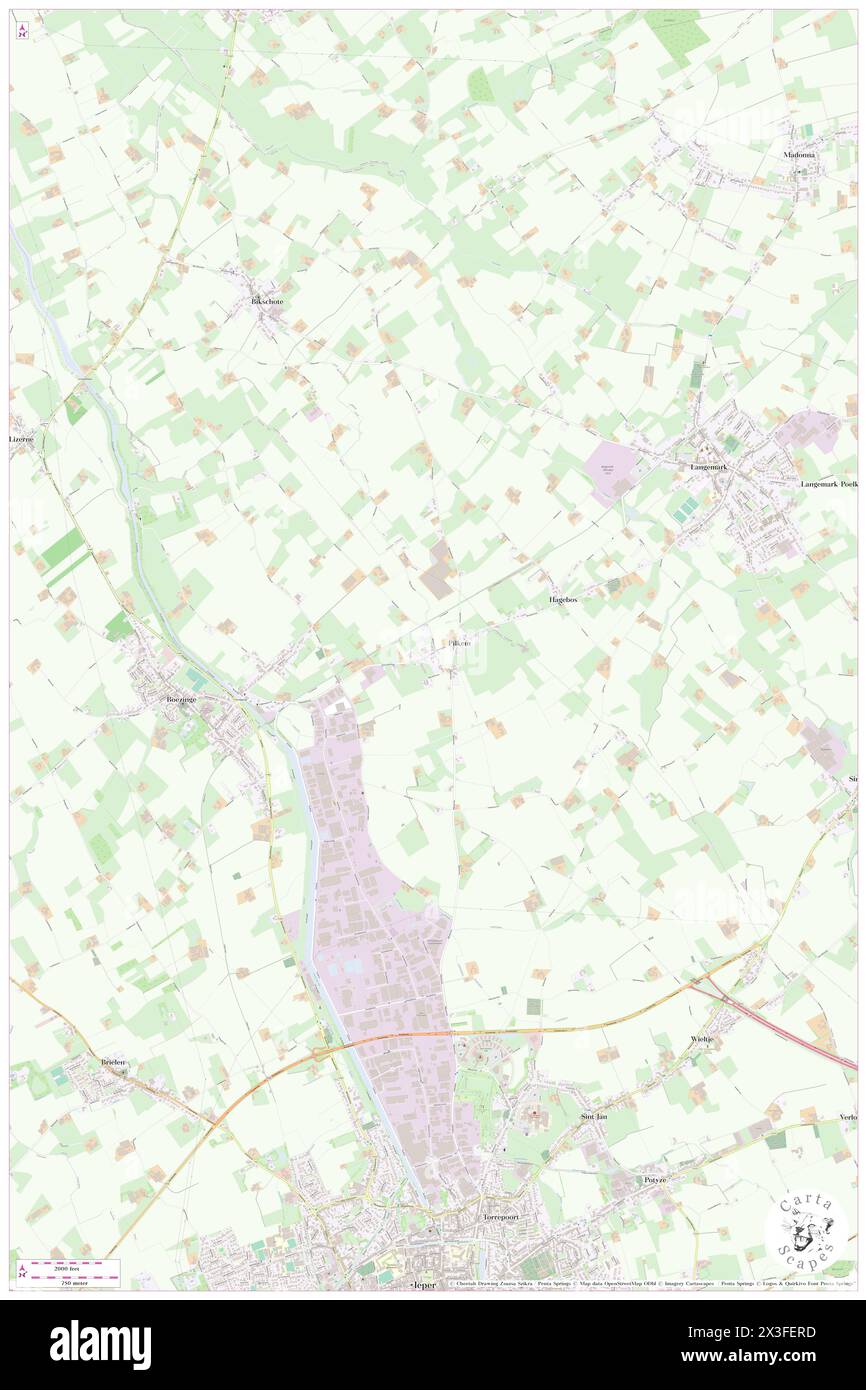 Pilckem, Provincie West-Vlaanderen, BE, Belgium, Flanders, N 50 53' 59'', N 2 53' 8'', map, Cartascapes Map published in 2024. Explore Cartascapes, a map revealing Earth's diverse landscapes, cultures, and ecosystems. Journey through time and space, discovering the interconnectedness of our planet's past, present, and future. Stock Photo