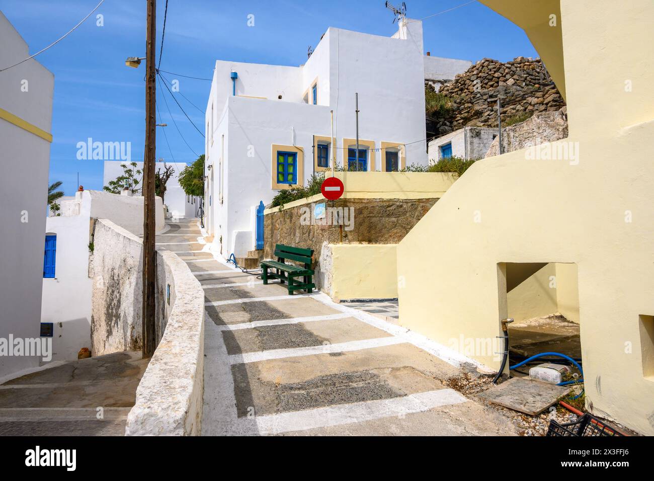 Greek whitewashed house in Nikia village on the island of Nisyros. Dodecanese, Greece Stock Photo