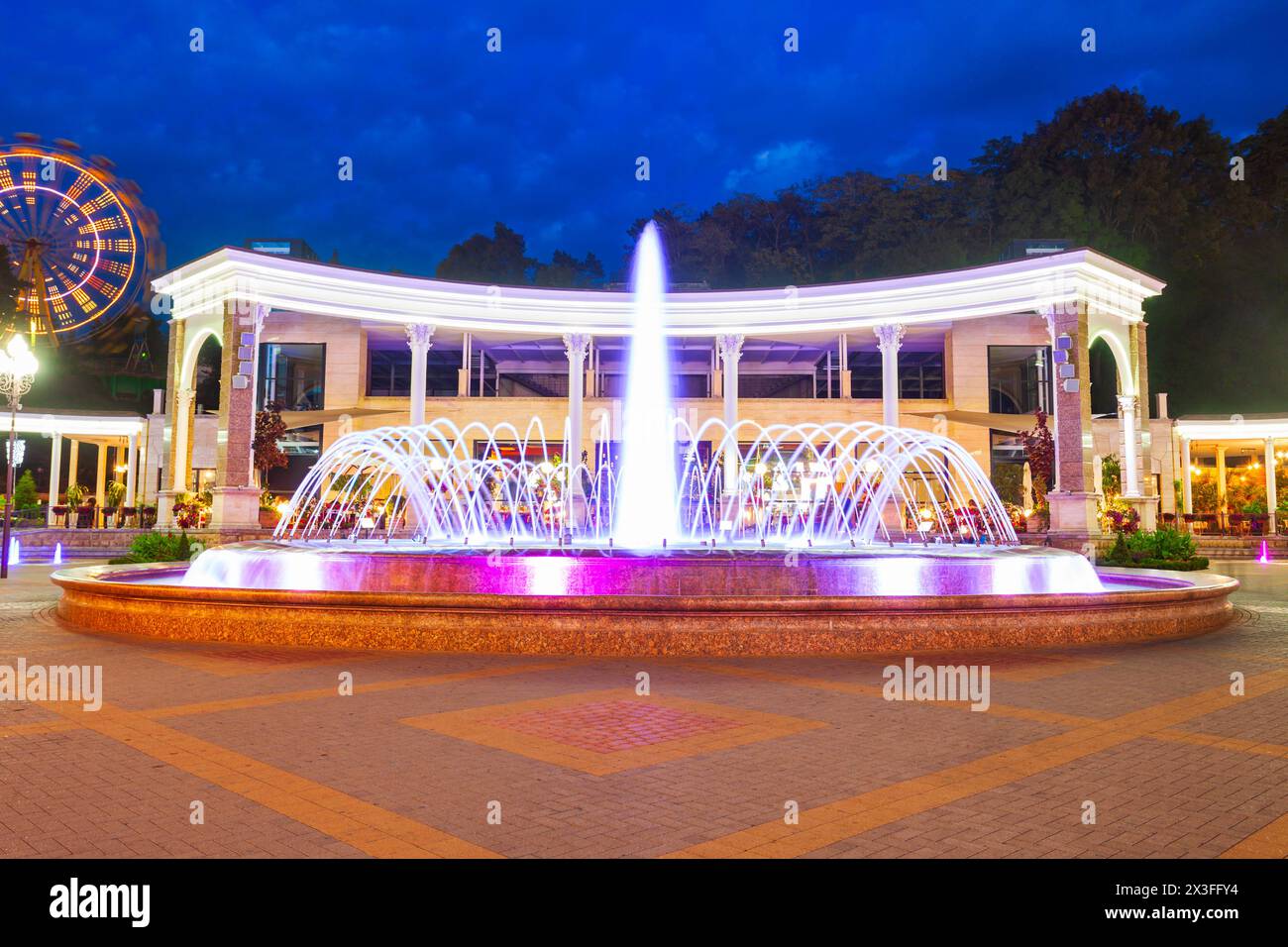 Fountain at the Kurortny Boulevard in Kislovodsk spa city in Caucasian Mineral Waters region, Stavropol Krai,  Russia. Stock Photo