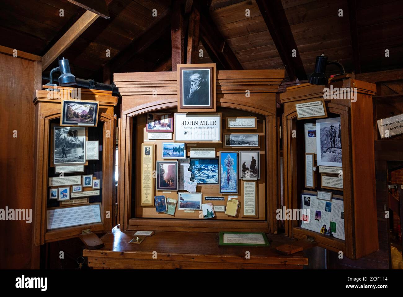 Photograph of an educational display in the attic of John Muir's home