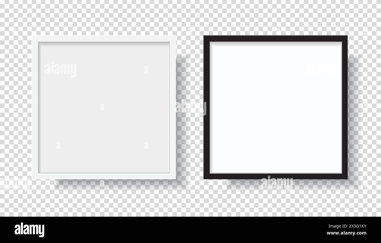 Photo Realistic Black Blank and White Picture Frame, hanging on a Wall ...