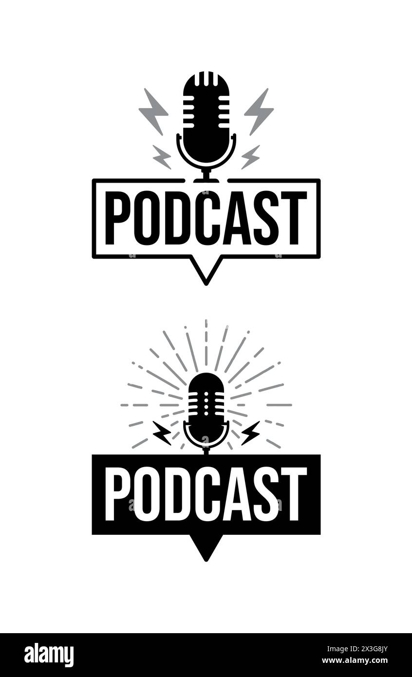 Podcast logo Stock Vector