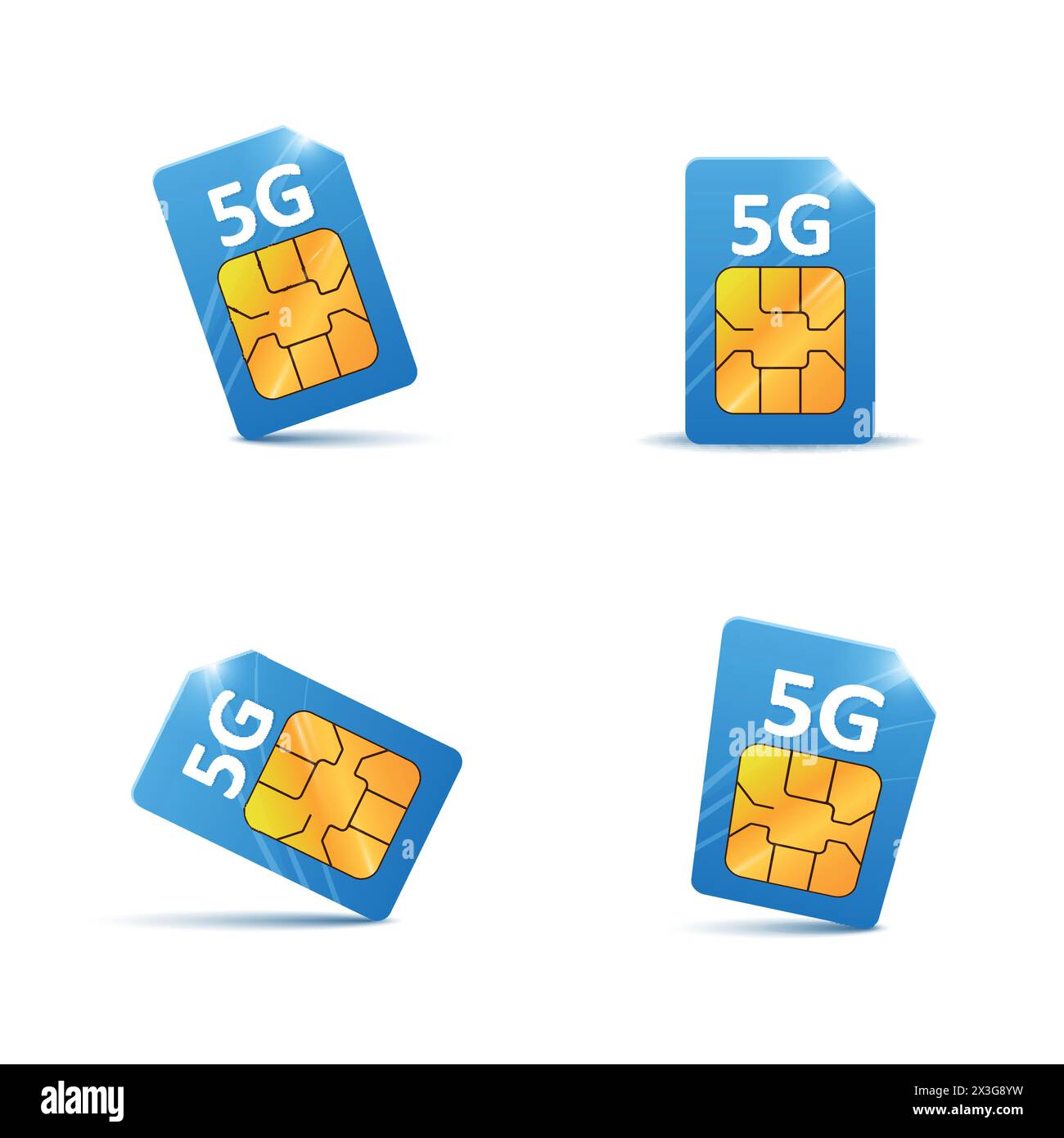 5G sim card. Isolated on white Stock Vector