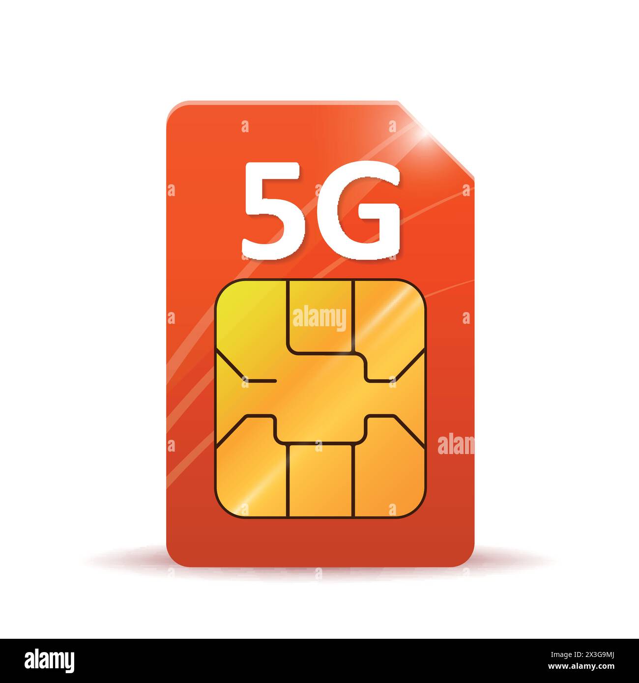 5G sim card. Isolated on white Stock Vector