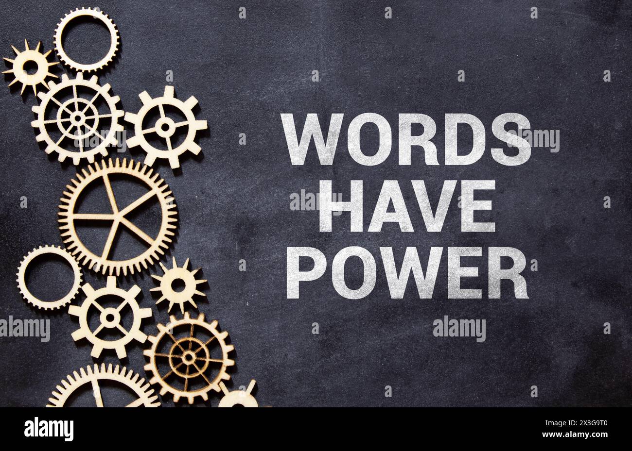 White paper with text Words have power lying on the keyboard Stock ...