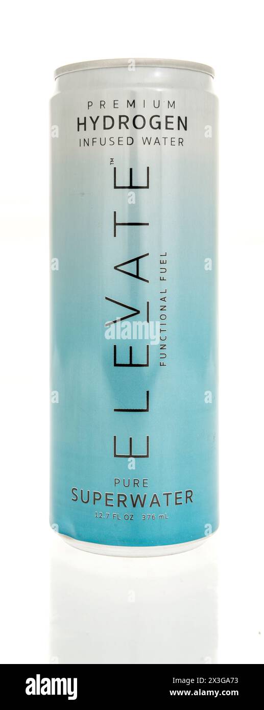 Winneconne, WI - 26 April 2024: A can of Elevate pure super water on an isolated background. Stock Photo