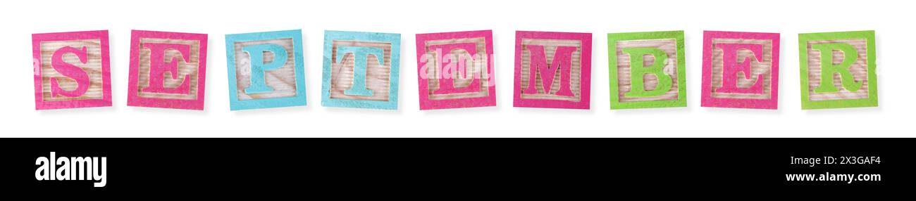 September concept with wood blocks Stock Photo