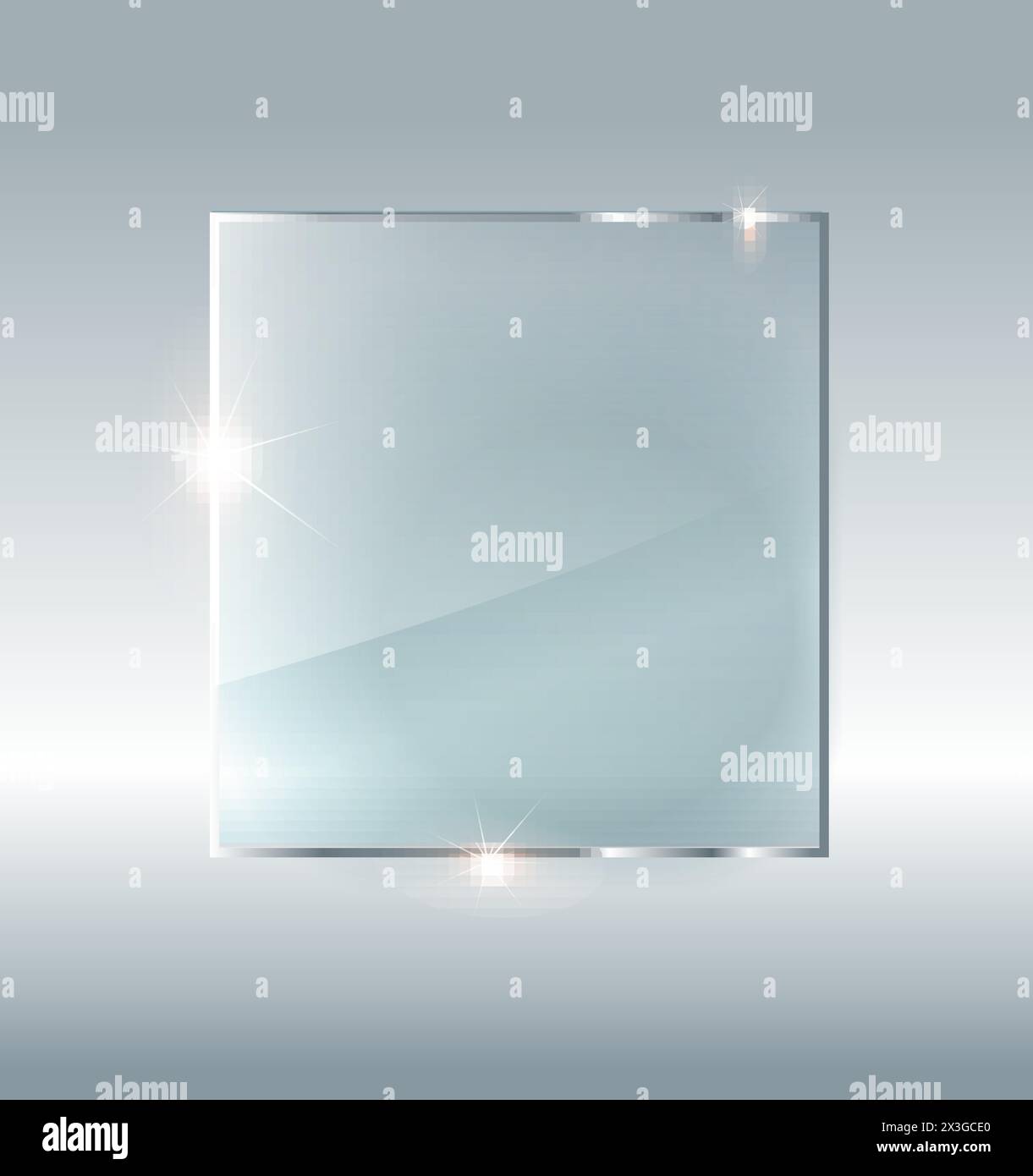 Photo of blank glass plate with copy space. Glass plate mock up. Vector illustration Stock Vector