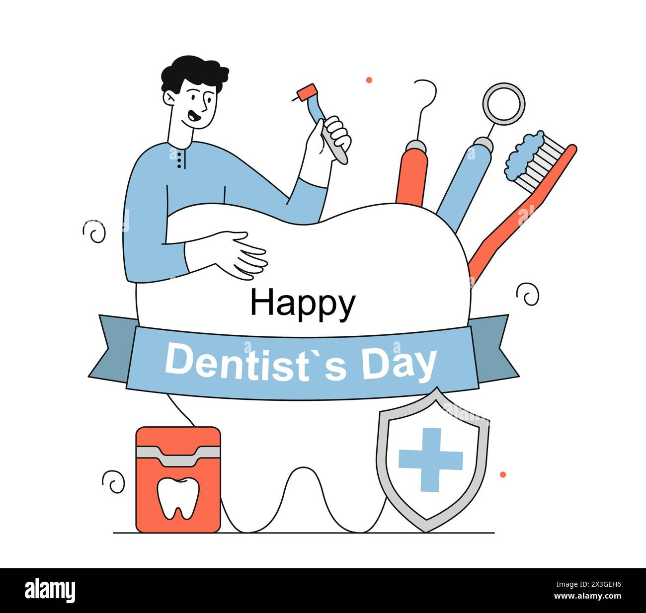 Happy dentists day vector simple Stock Vector