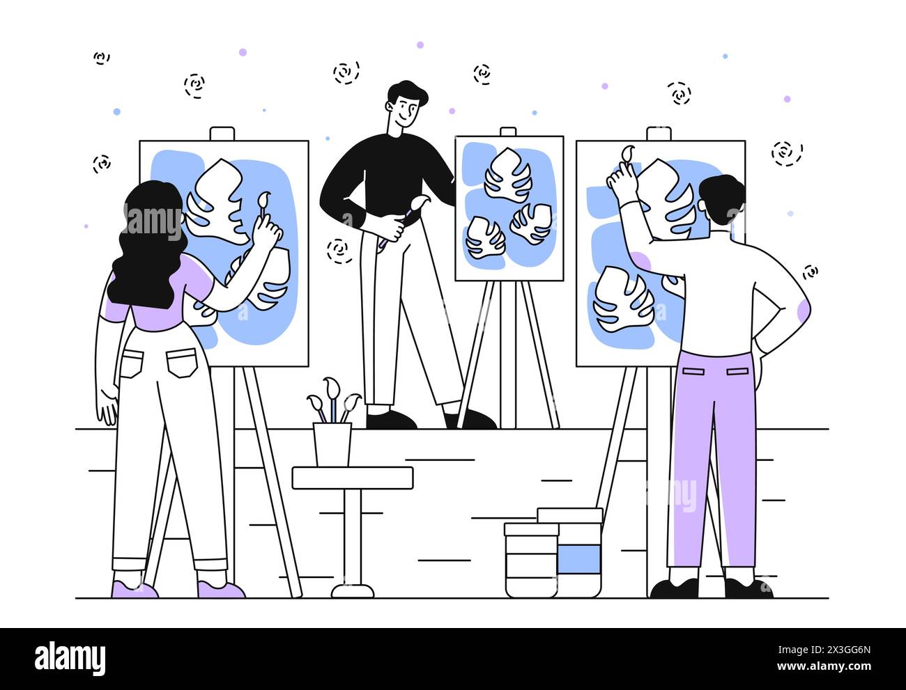 Young man artist paint studio Stock Vector Images - Alamy