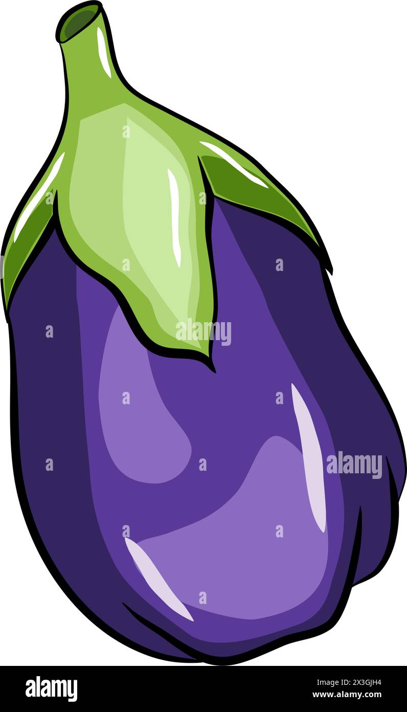 Eggplant vegetable in flat technique vector illustration Stock Vector