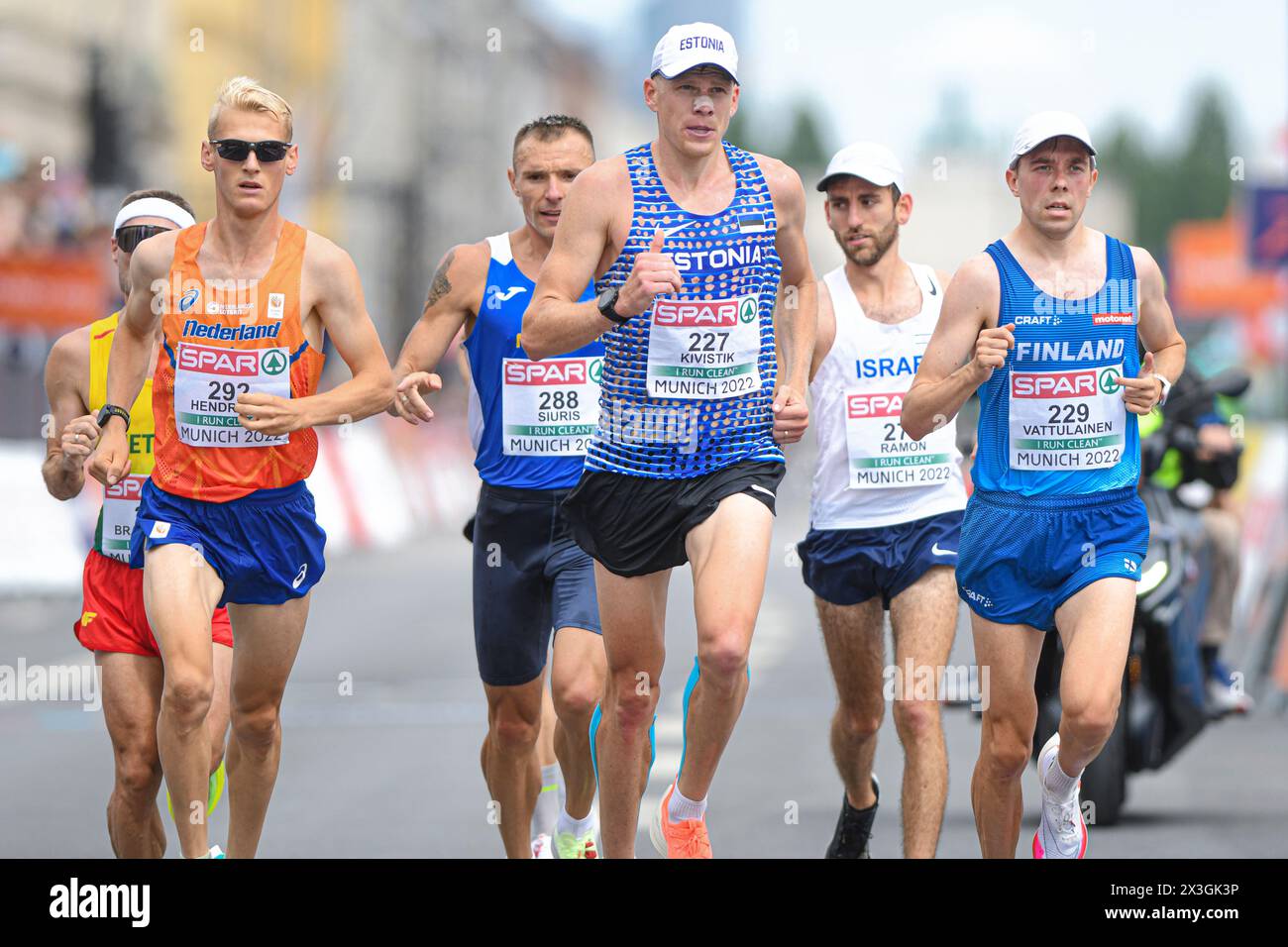 Kaur Kivistik (Estonia), Tom Hendrikse (Netherlands). Men's Marathon. European Championships Munich 2022. Stock Photo
