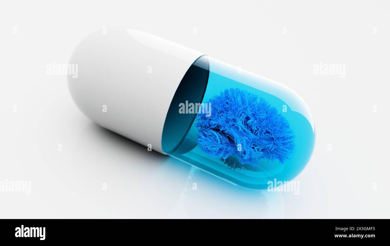 Brain medication, conceptual illustration Stock Photo - Alamy