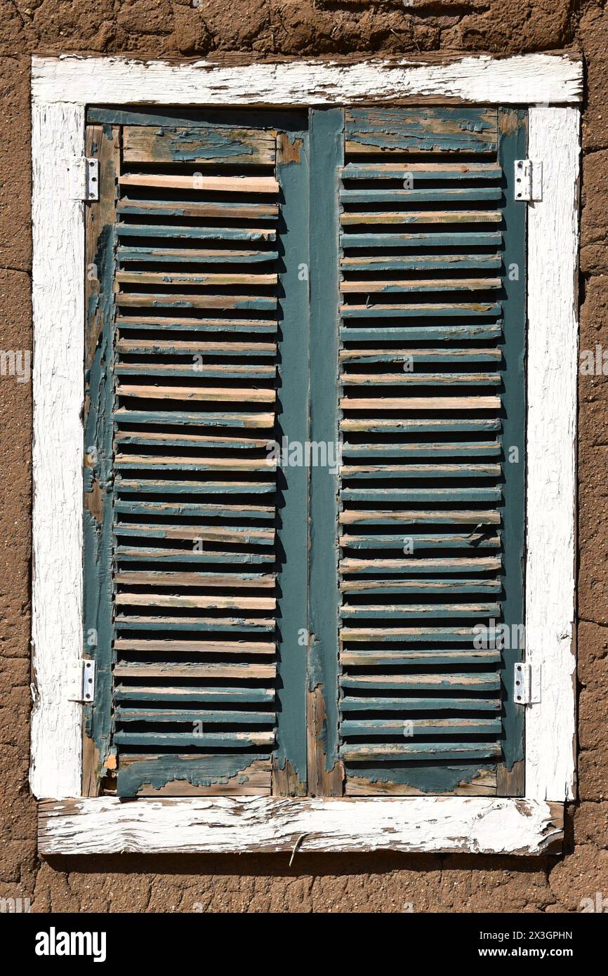 Old green wooden shutters hi-res stock photography and images - Alamy