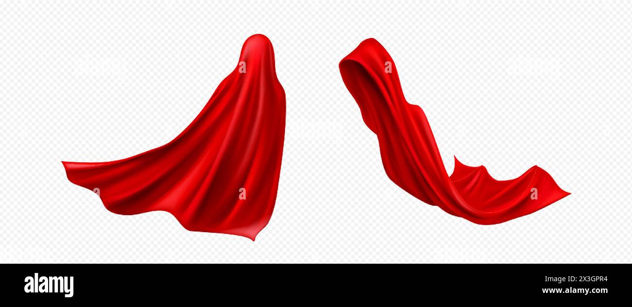 Red superhero cloak set isolated on white background. Vector realistic ...