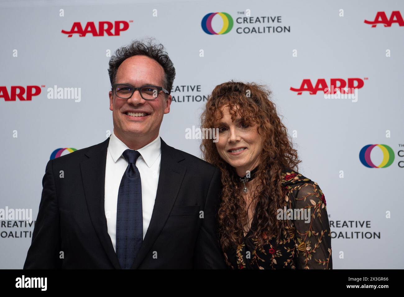 Diedrich Bader and wife Dulcy Rogers attend The Creative Coalition's Right To Bear Arts Gala Benefit Dinner at The Madison Hotel in Washington, DC on April 26, 2024. (Photo by Annabelle Gordon/Sipa USA) Credit: Sipa USA/Alamy Live News Stock Photo
