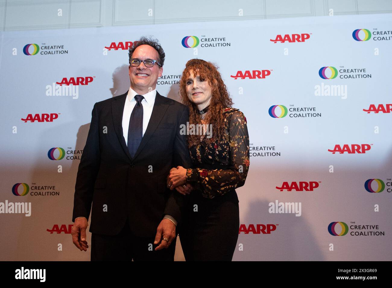 Diedrich Bader and wife Dulcy Rogers attend The Creative Coalition's Right To Bear Arts Gala Benefit Dinner at The Madison Hotel in Washington, DC on April 26, 2024. (Photo by Annabelle Gordon/Sipa USA) Credit: Sipa USA/Alamy Live News Stock Photo