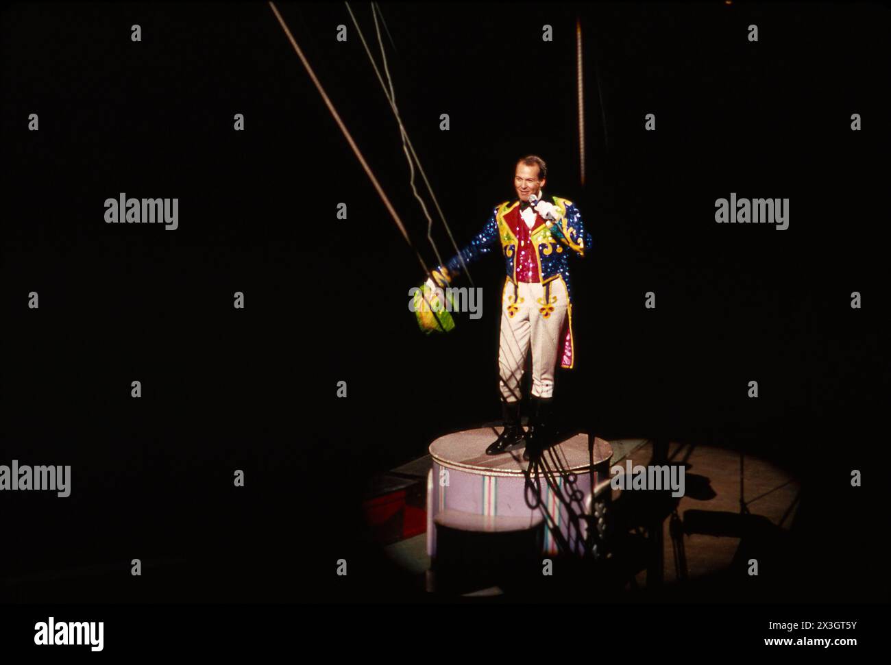 Ringling Bros. and Barnum & Circus, ringmaster in mid 1980's Stock Photo