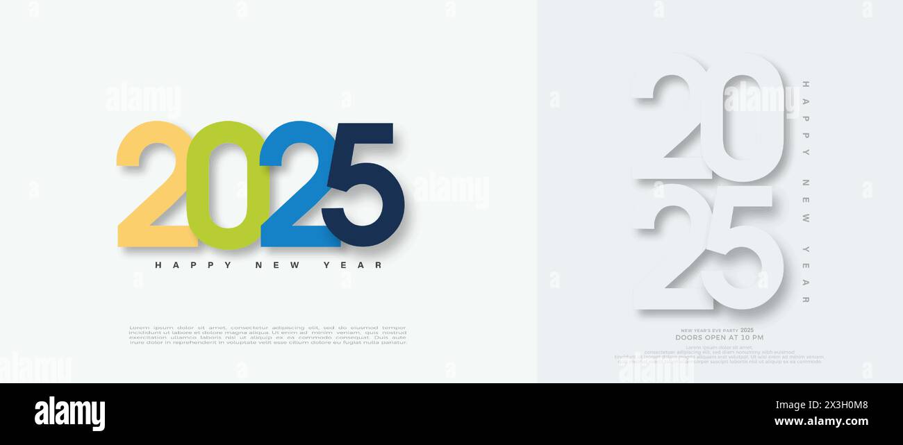 Happy new year 2025. Simple celebration number design. New year 2025 vector premium design. Stock Vector