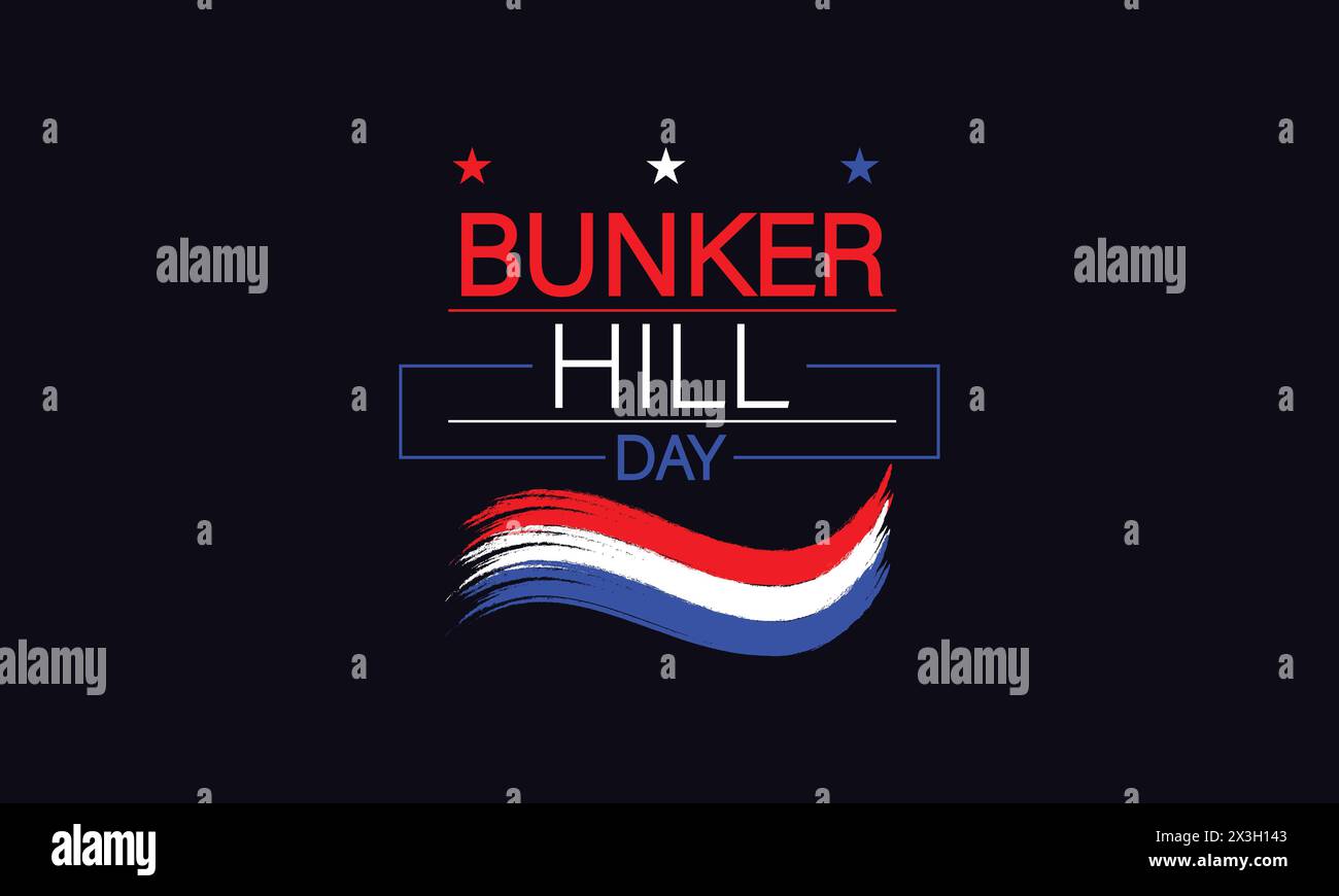Celebrating Bunker Hill Day with Stunning Text Illustration Stock Vector